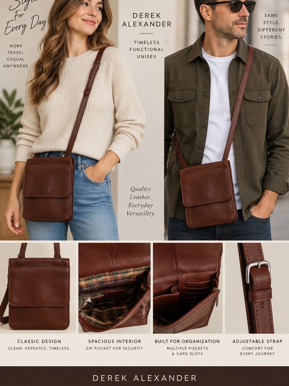 Men's Brown Leather Crossbody Bag